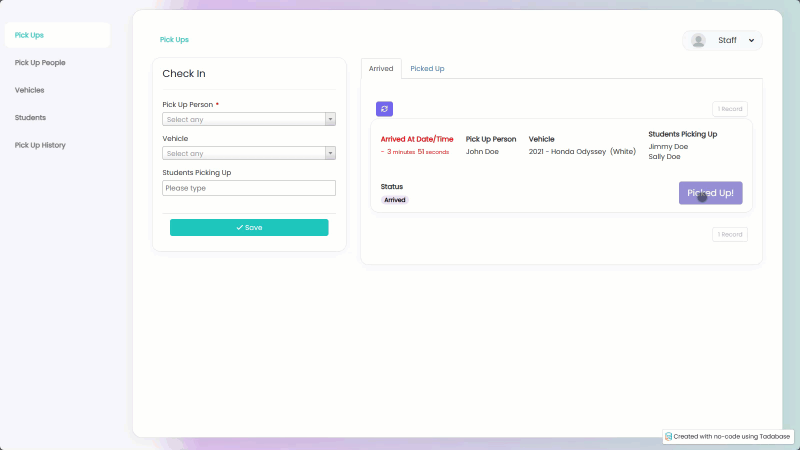 Student Pickup Carpool Template